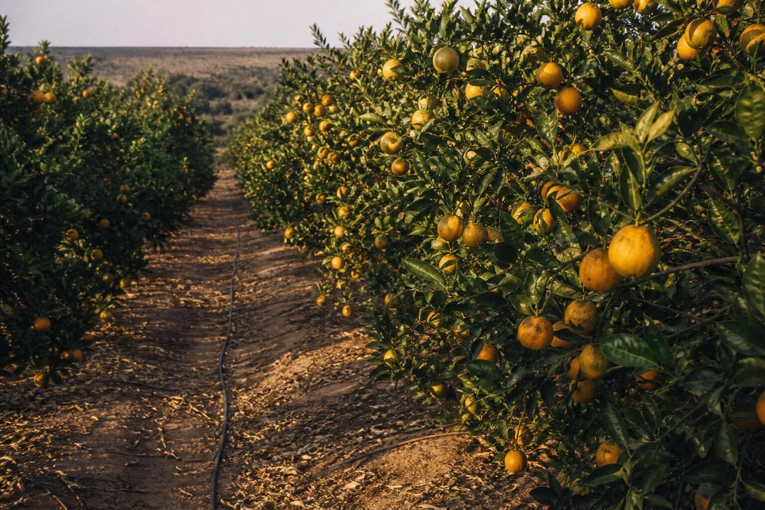 Citrus orchard under irrigation